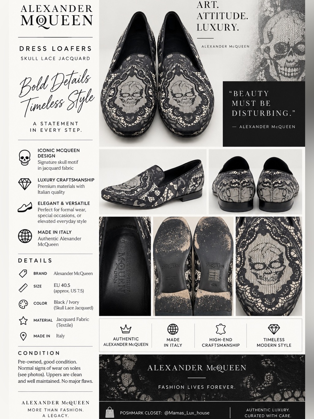 #S144 Alexander McQueen Black with Skull Loafers
